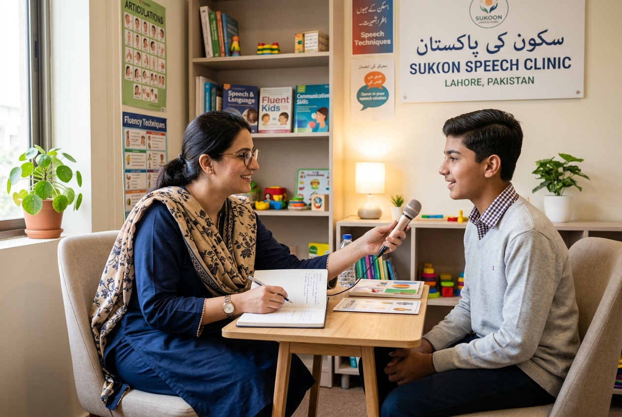 Fluency therapy session with a Pakistani teenager in Rawalpindi